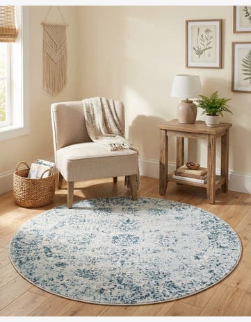 Light Blue Monte Carlo Round Rug