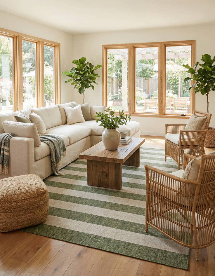 Detail image of 10' x 13'  Washable Striped Indoor / Outdoor Rug