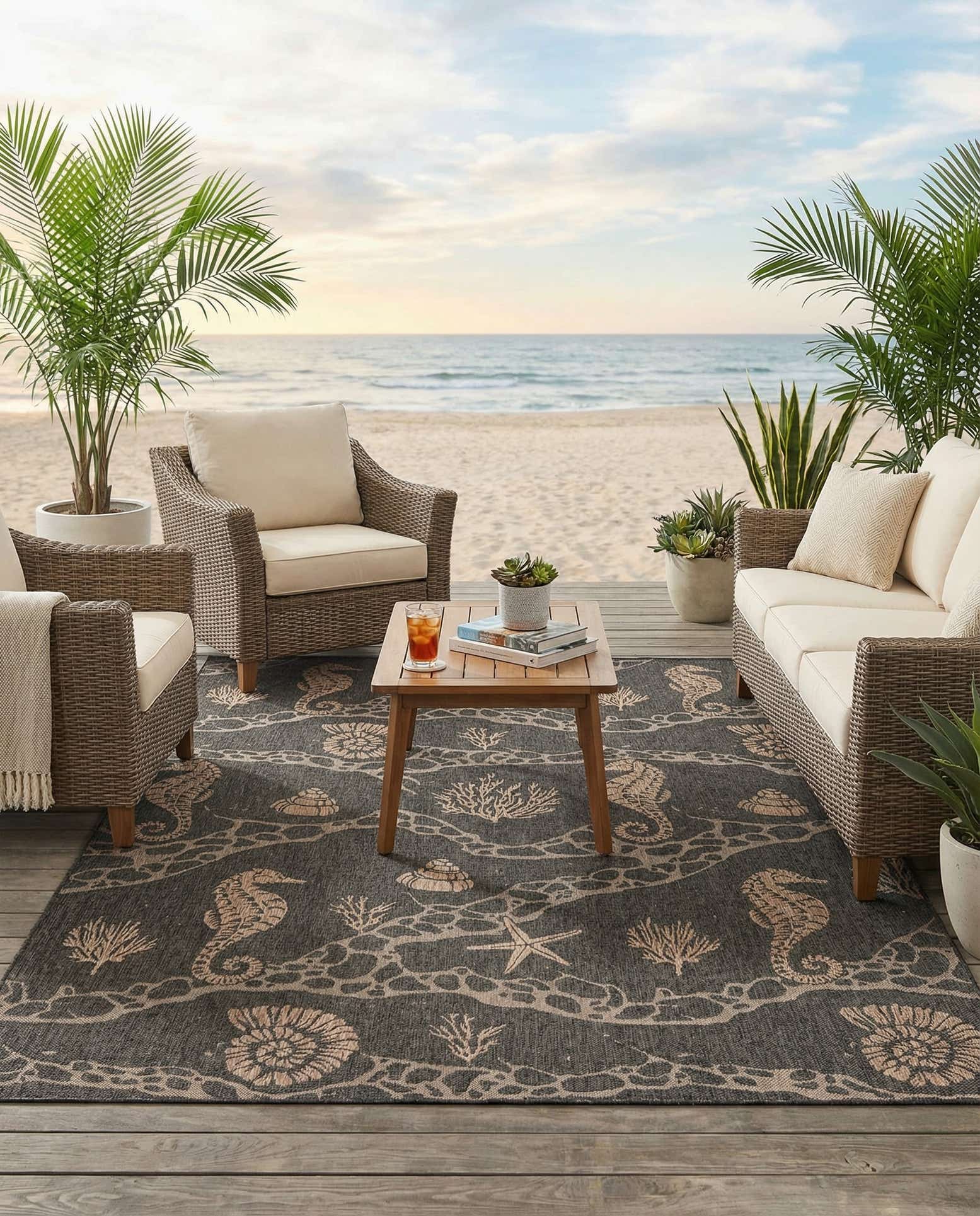 10' x 14' Easy-Clean Coastal Indoor / Outdoor Rug