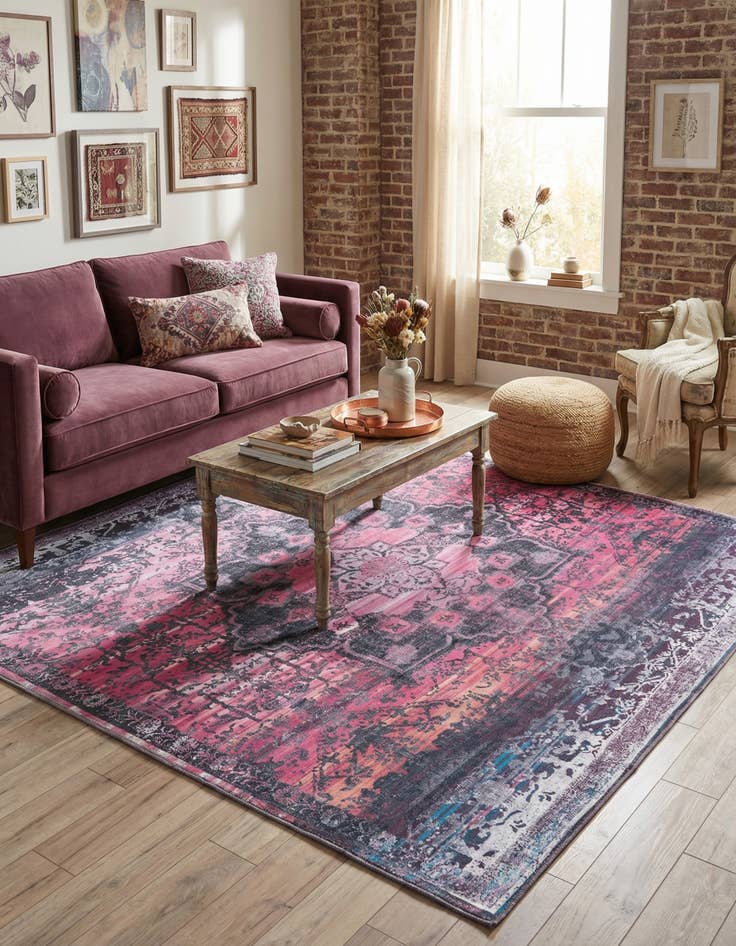 Detail image of  7' 3 x 7' 3  Washable Francesca Square Rug