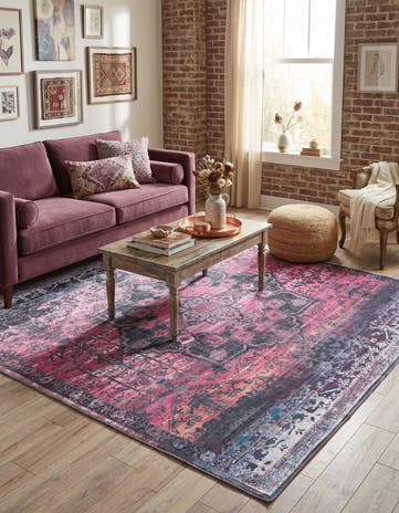 Antique Rose Washable Francesca Square Rug
