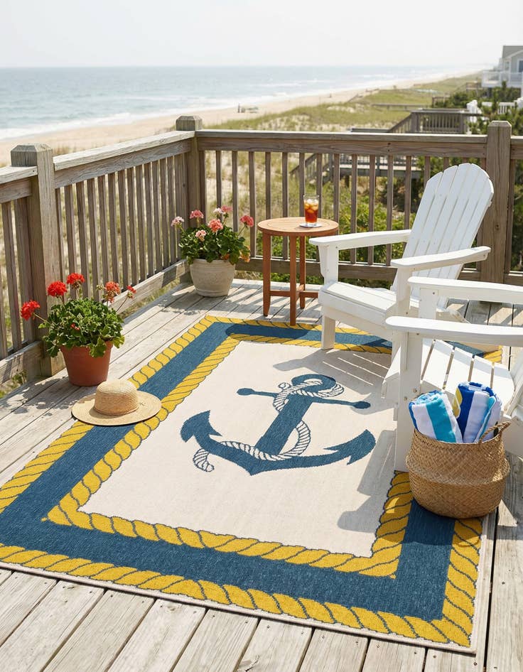 Detail image of 4' x 6'  Washable Coastal Indoor / Outdoor Rug
