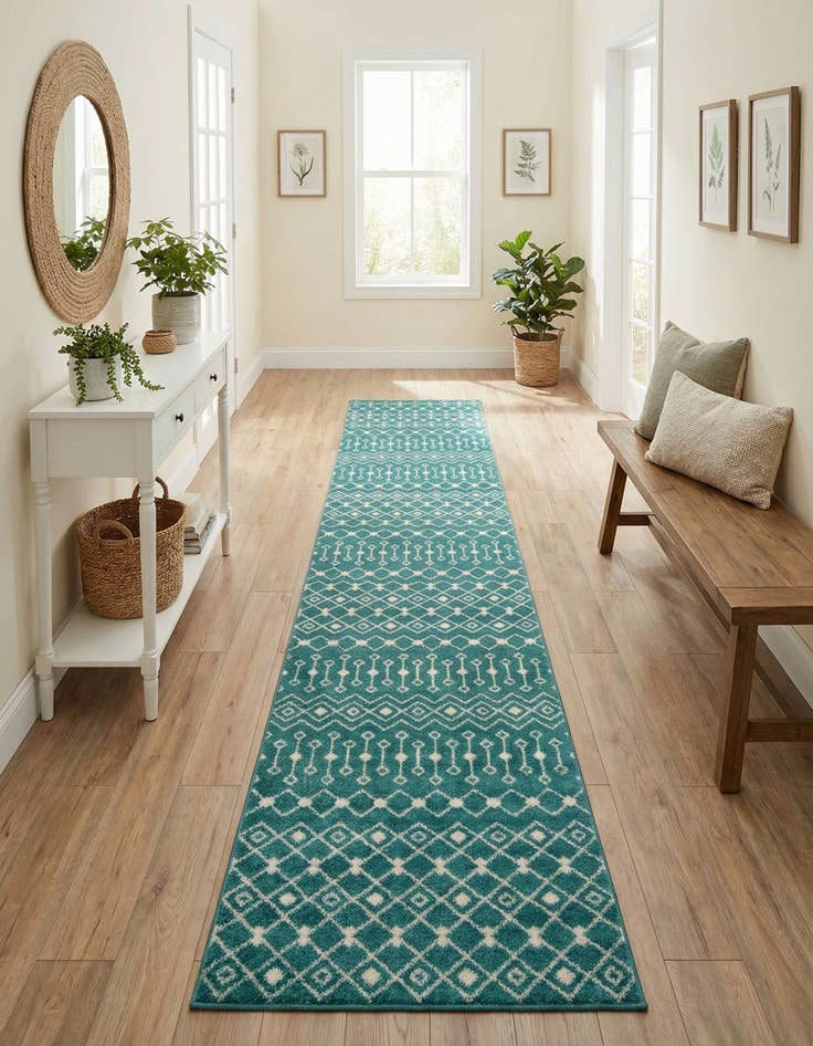 Detail image of 3' 3 x 16' 5 Moroccan Trellis Runner Rug