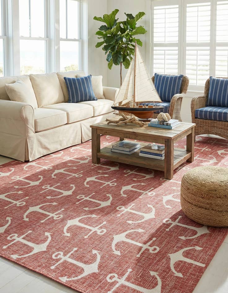 Detail image of 10' x 13'  Washable Coastal Indoor / Outdoor Rug