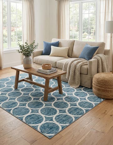 Blue Lattice Trellis Rug