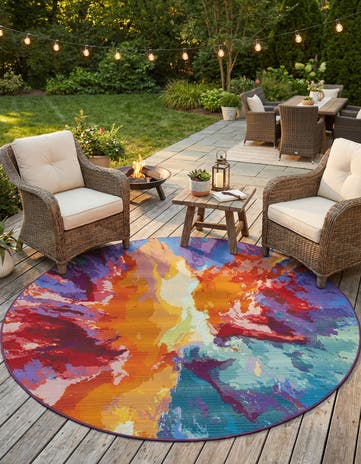6' x 6' Easy-Clean Modern Indoor / Outdoor Round Rug