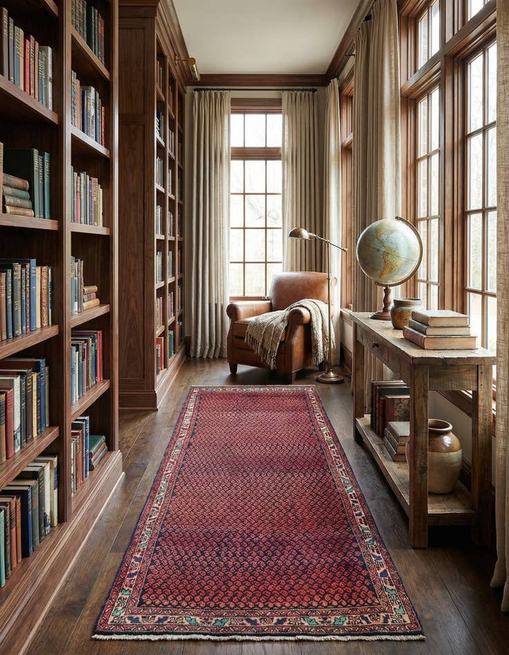 Detail image of  4' 2 x 9' 9  Hand Knotted Mahal Persian Wool Runner Rug