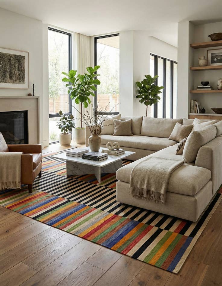 Detail image of  9' 9 x 12' 11  Hand Woven Kilim Modern Wool Rug