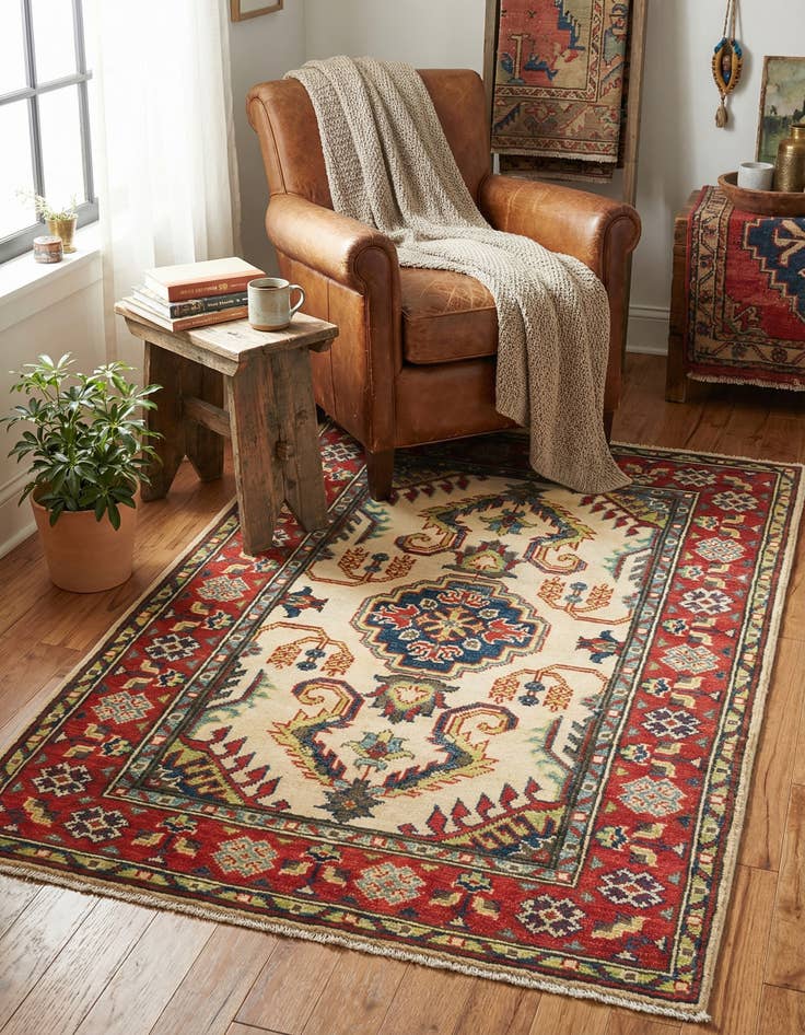 Detail image of 2' 10 x 4' 5  Hand Knotted Kazak Rug