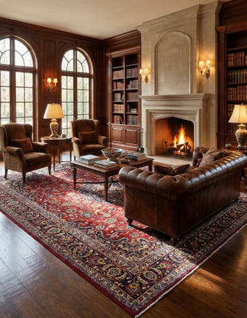 9' 7 x 12' 9 Hand Knotted Mashad Persian Wool Rug