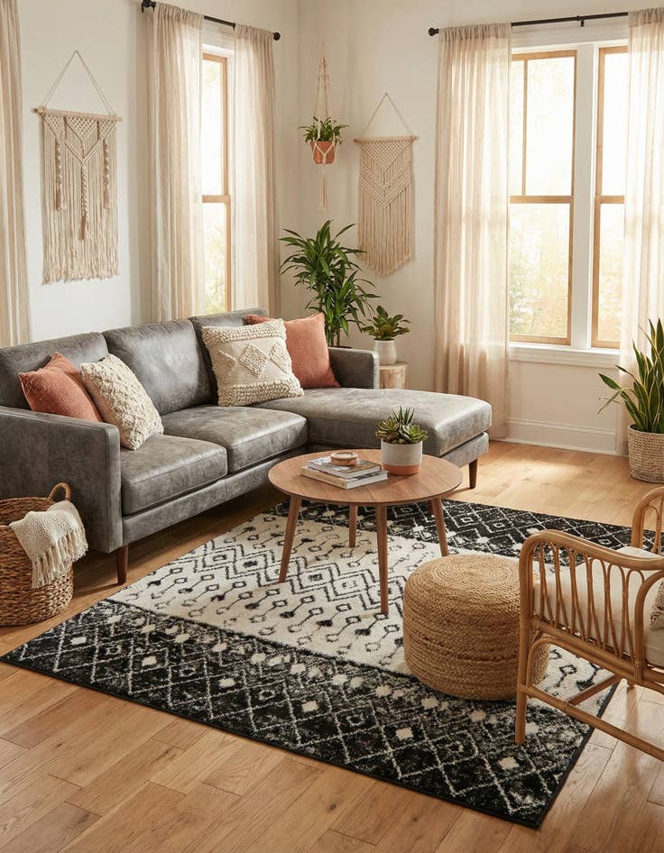 Detail image of  5' 3 x 5' 3 Moroccan Trellis Square Rug