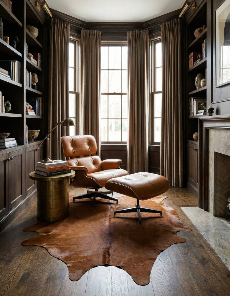 Detail image of 6' 5 x 7' 2 Cowhide Leather Rug