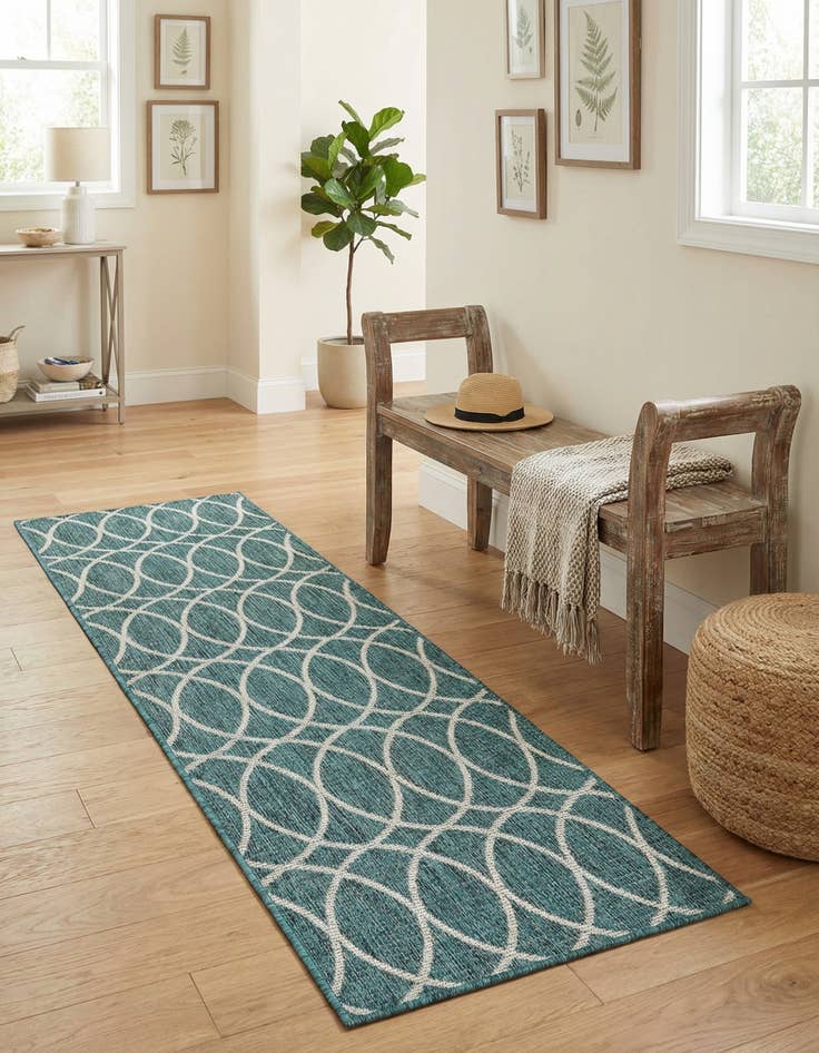 Detail image of 2' x 6'  Washable Trellis Indoor / Outdoor Runner Rug