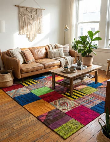 5' 6 x 7' 10 Hand Woven Kilim Patchwork Wool Rug