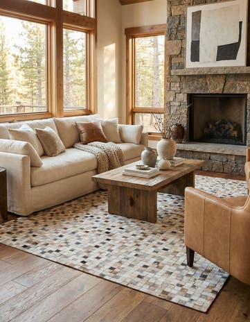 5' 1 x 8' Cowhide Leather Rug