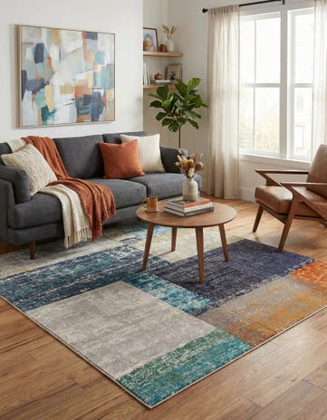 Washable Vivid Square Rug
