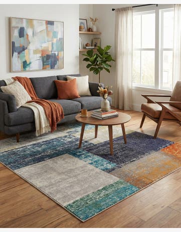 Washable Vivid Square Rug