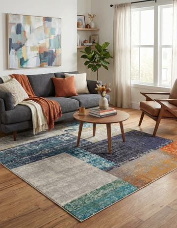 Washable Vivid Square Rug