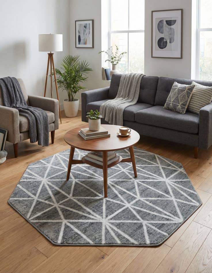 Detail image of  5' 3 x 5' 3 Lattice Trellis Octagon Rug