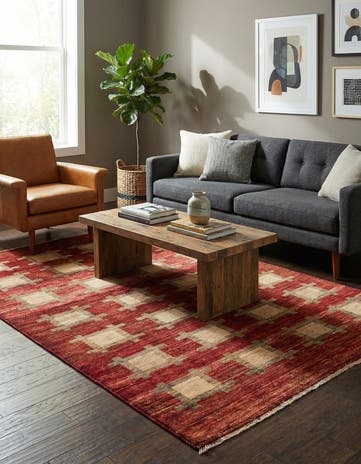 4' x 6' Hand Knotted Modern Tri-Color Rug