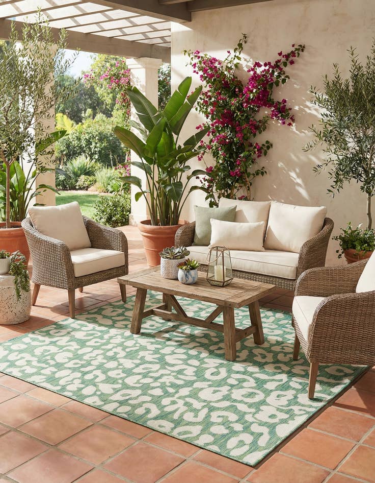 Detail image of 6' x 6'  Washable Safari Indoor / Outdoor Square Rug