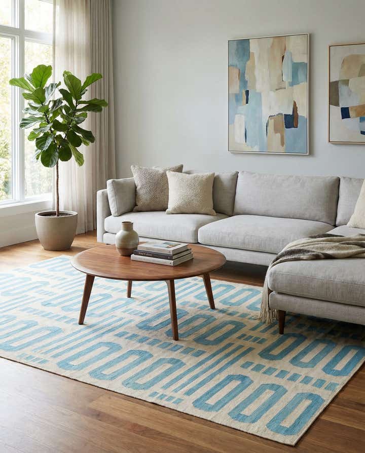 6' 7 x 9' 9 Hand Woven Kilim Modern Wool Rug