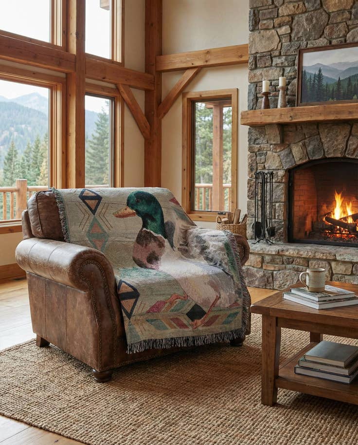 Detail image of 4' 6 x 6' Animals Lodge 1 Throw Blanket