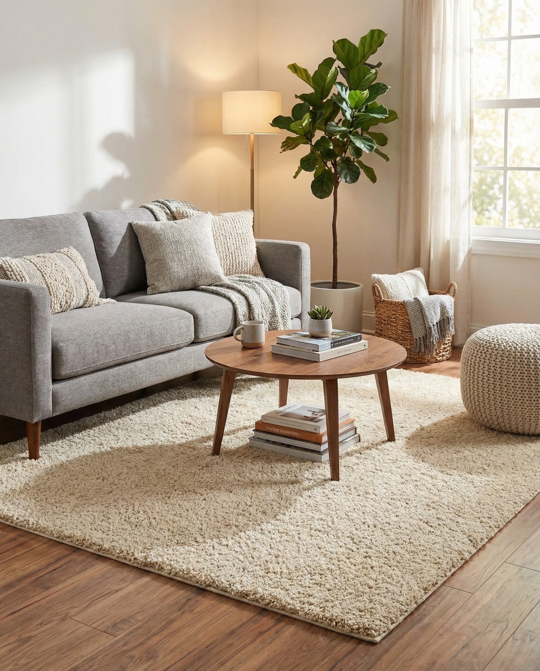  7' 10 x 7' 10 Soft Solid Shag Square Rug