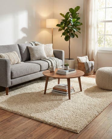  7' 10 x 7' 10 Soft Solid Shag Square Rug