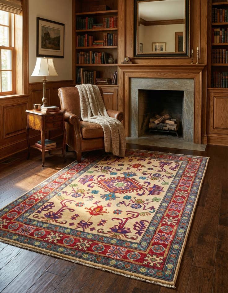 Detail image of  4' x 6'  Hand Knotted Kazak Rug