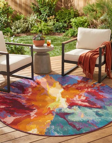 5' x 5' Easy-Clean Modern Indoor / Outdoor Round Rug