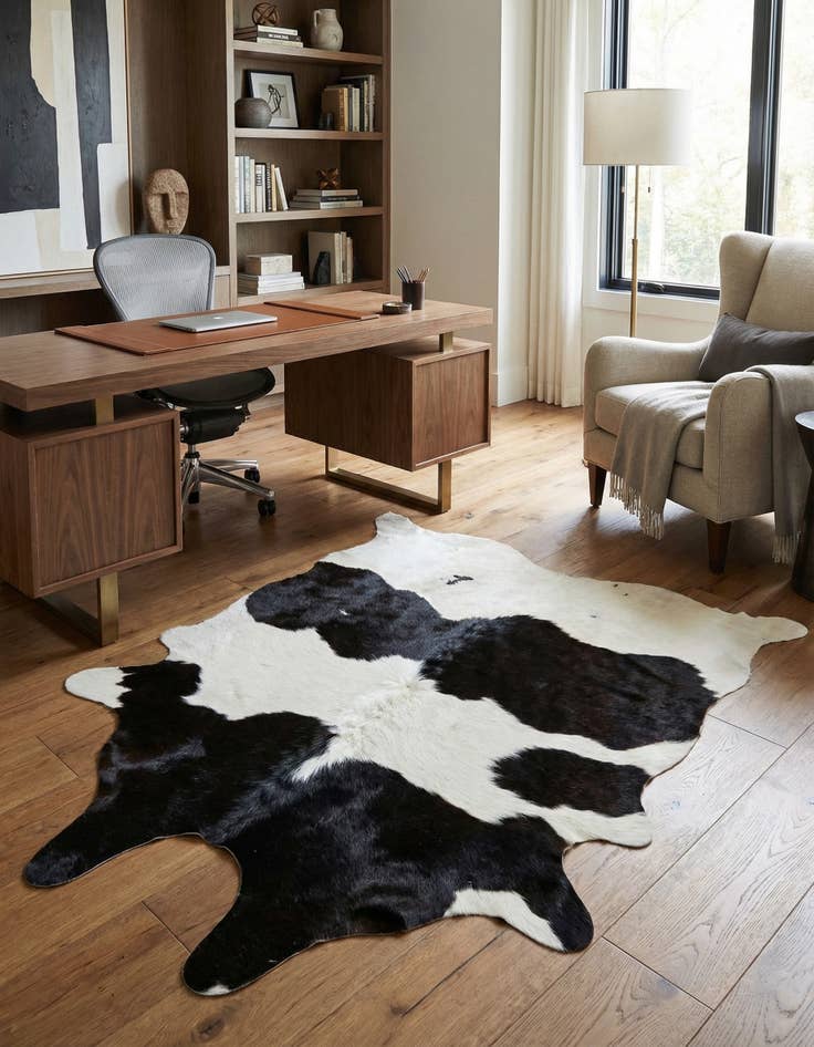 Detail image of 4' 11 x 5' 8 Cowhide Leather Rug