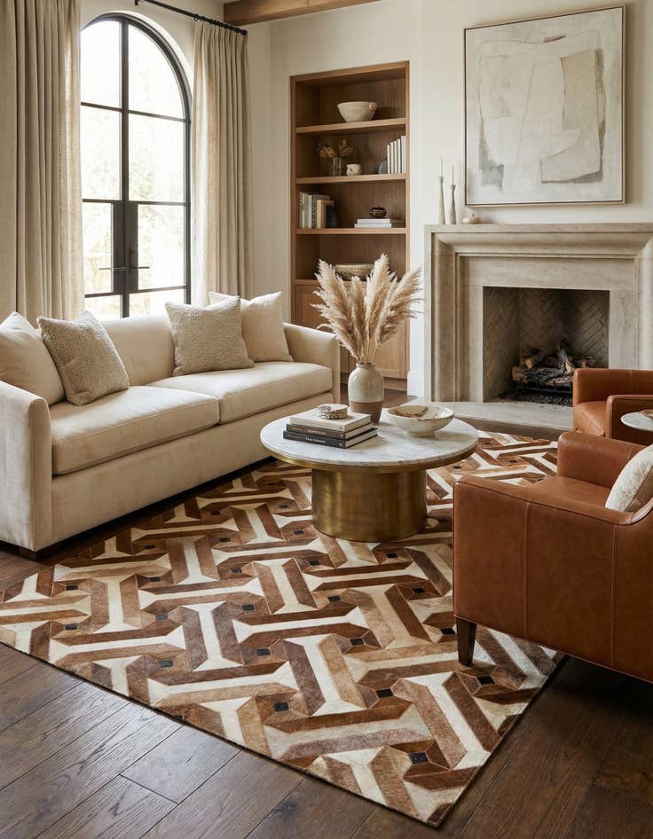 Detail image of 5' 1 x 8' 1 Cowhide Leather Rug