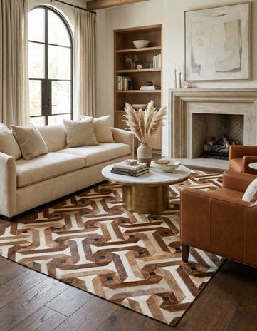 5' 1 x 8' 1 Cowhide Leather Rug
