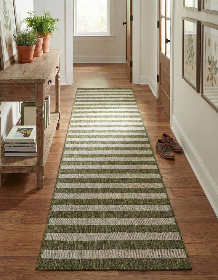 Detail image of 2' 7 x 10'  Washable Striped Indoor / Outdoor Runner Rug