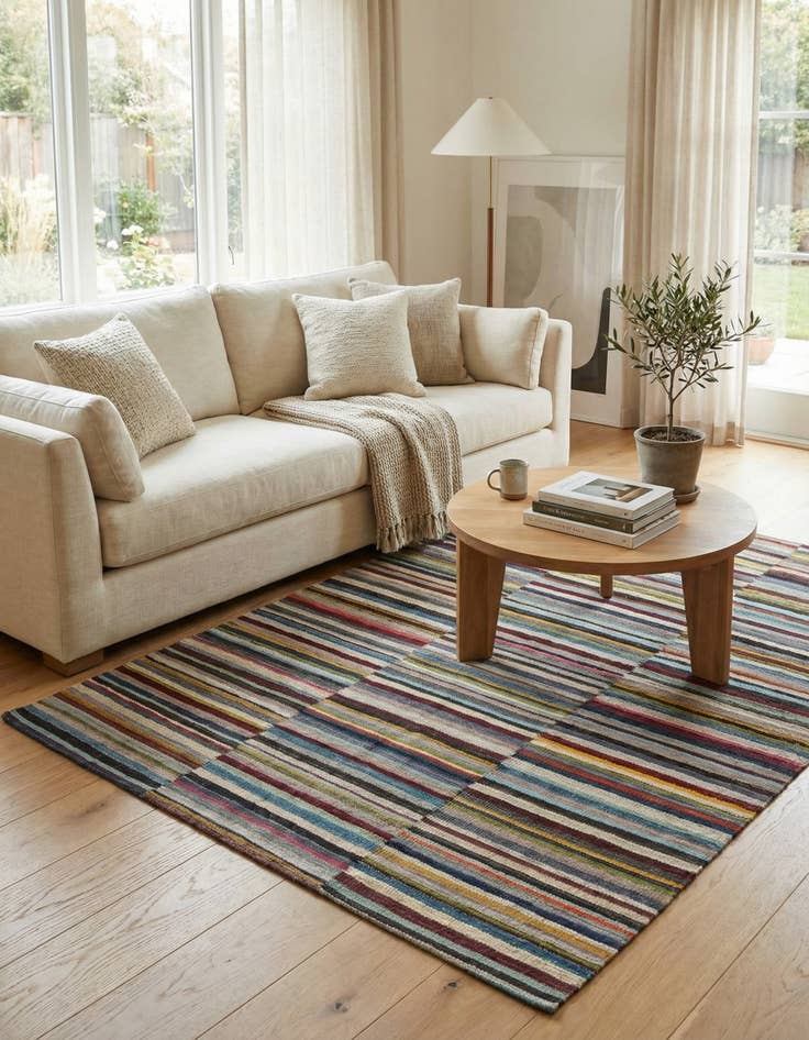 Detail image of 4' 7 x 6' 4  Hand Woven Kilim Modern Wool Rug