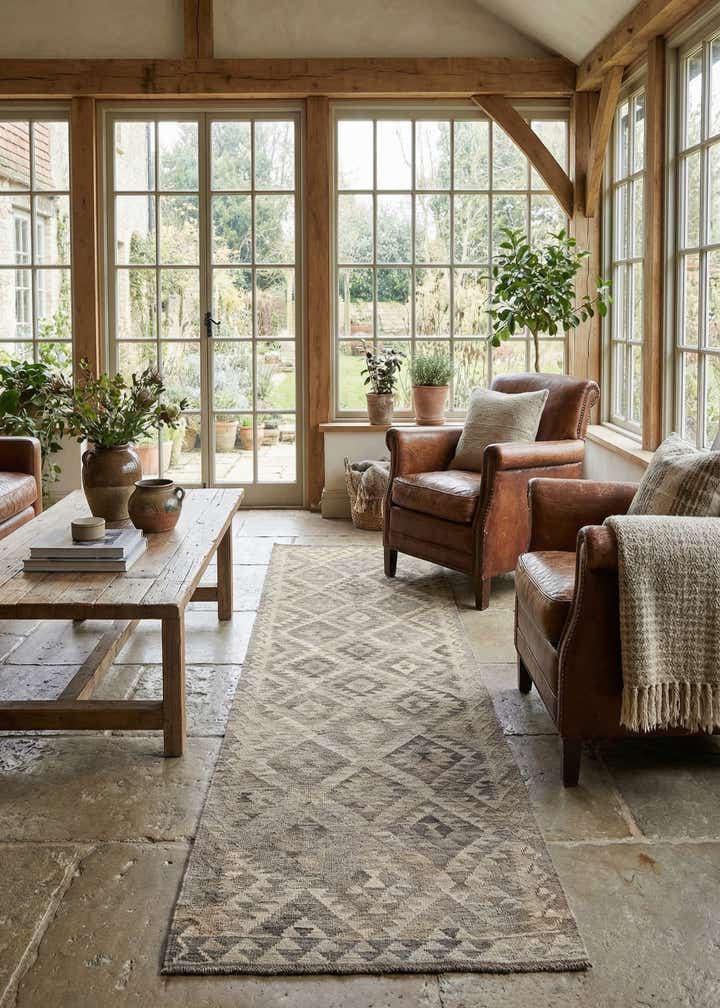 2' 10 x 9' 10 Hand Woven Kilim Maymana Wool Runner Rug