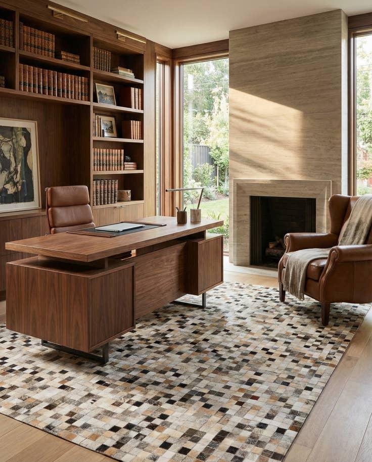 Detail image of 5' 2 x 7' 6 Cowhide Stocks Rug