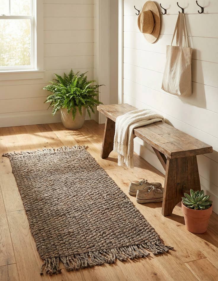 Detail image of  2' x 4' 1  Hand Woven Chunky Jute Runner Rug