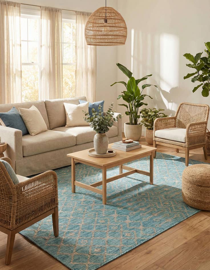 Detail image of 7' 10 x 11'  Washable Trellis Indoor / Outdoor Rug