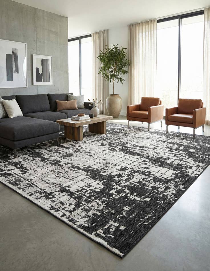 Detail image of 12' x 12'  Washable Modern Indoor / Outdoor Square Rug