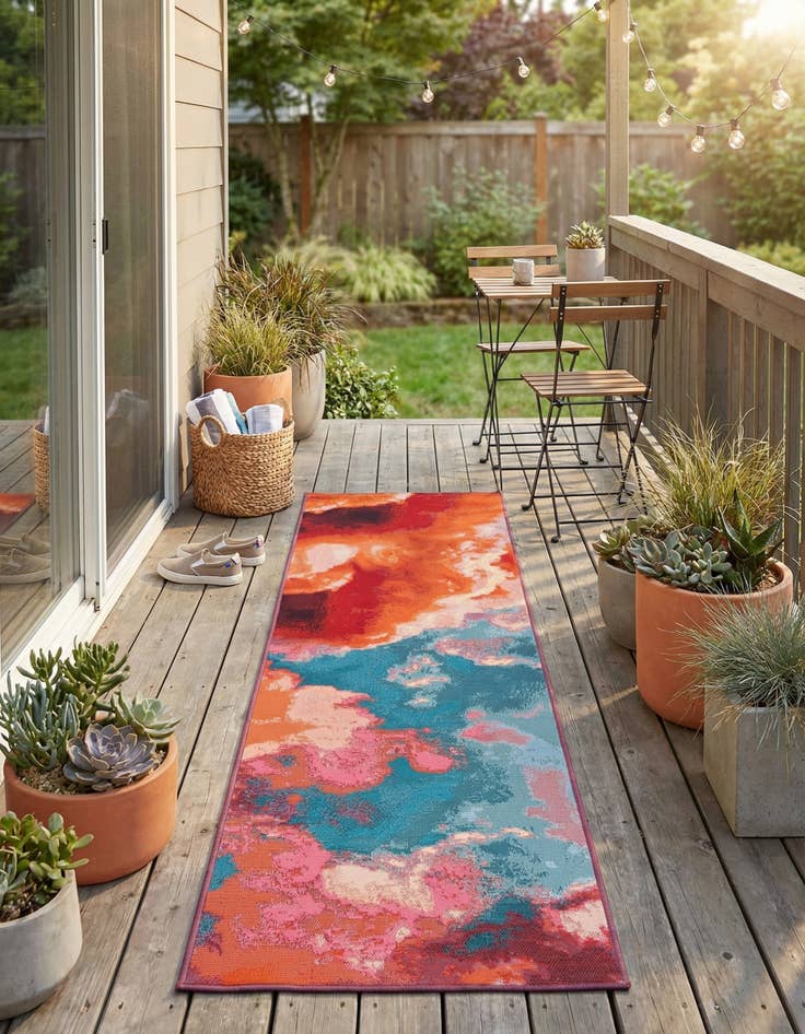 Detail image of 2' x 8'  Washable Modern Indoor / Outdoor Runner Rug