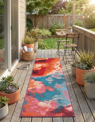 2' x 8' Easy-Clean Modern Indoor / Outdoor Runner Rug