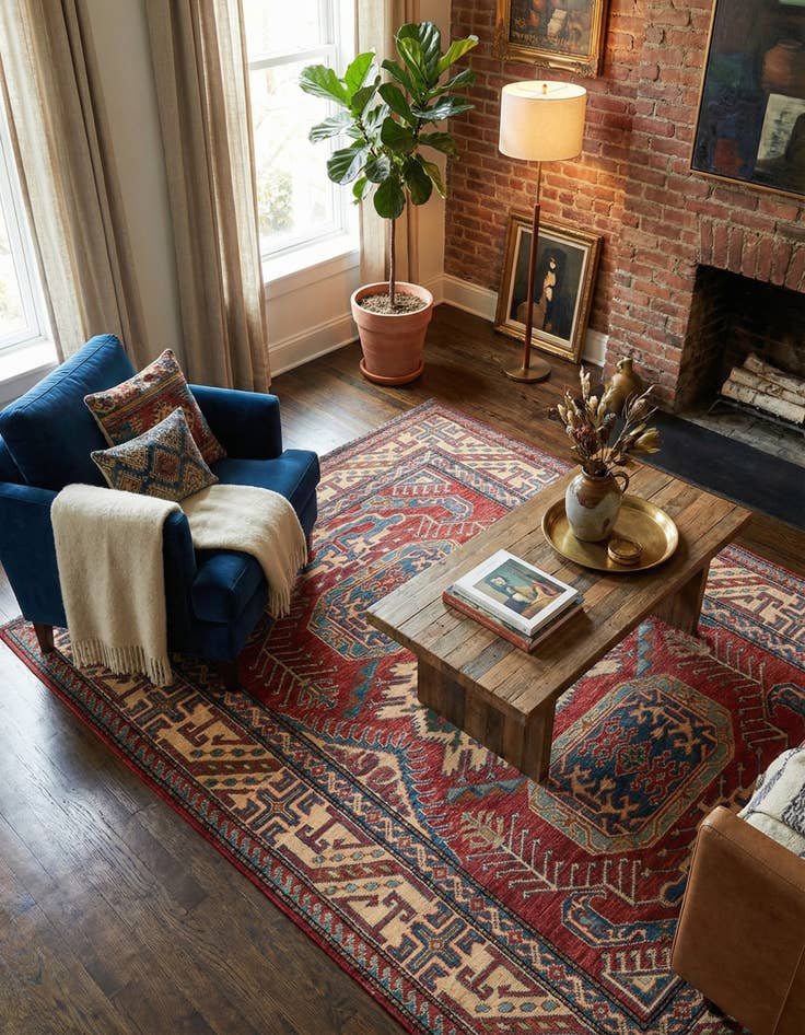 Detail image of  4' 9 x 7' 2  Hand Knotted Kazak Wool Rug