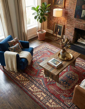 4' 9 x 7' 2 Hand Knotted Kazak Wool Rug