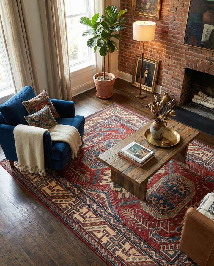 4' 9 x 7' 2 Hand Knotted Kazak Wool Rug