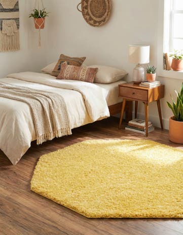 Yellow Everyday Shag Octagon Rug