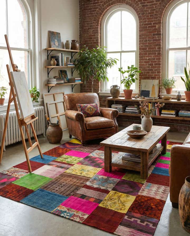 6' 6 x 9' 10 Hand Woven Kilim Patchwork Wool Rug