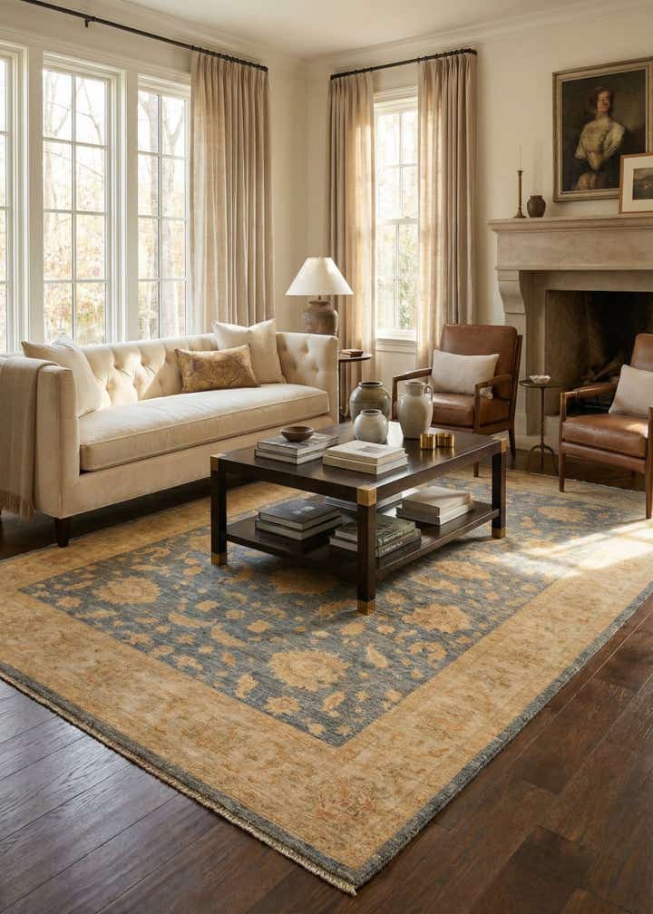 6' 9 x 9' 11 Hand Knotted Peshawar Ziegler Rug