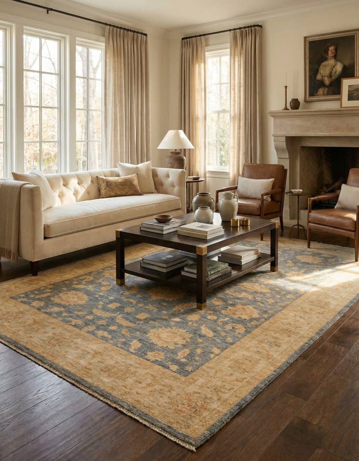 Detail image of 6' 9 x 9' 11 Hand Knotted Peshawar Ziegler Rug